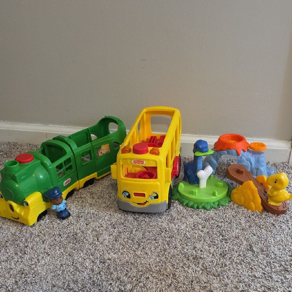 Yellow and Green Activity Toy Vehicles for Kids - Fisher-Price Style
